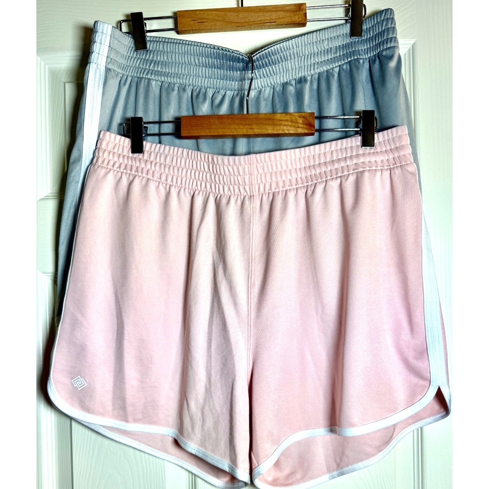 Zelos Women's XL 2-pack athletic shorts with white side strip piping